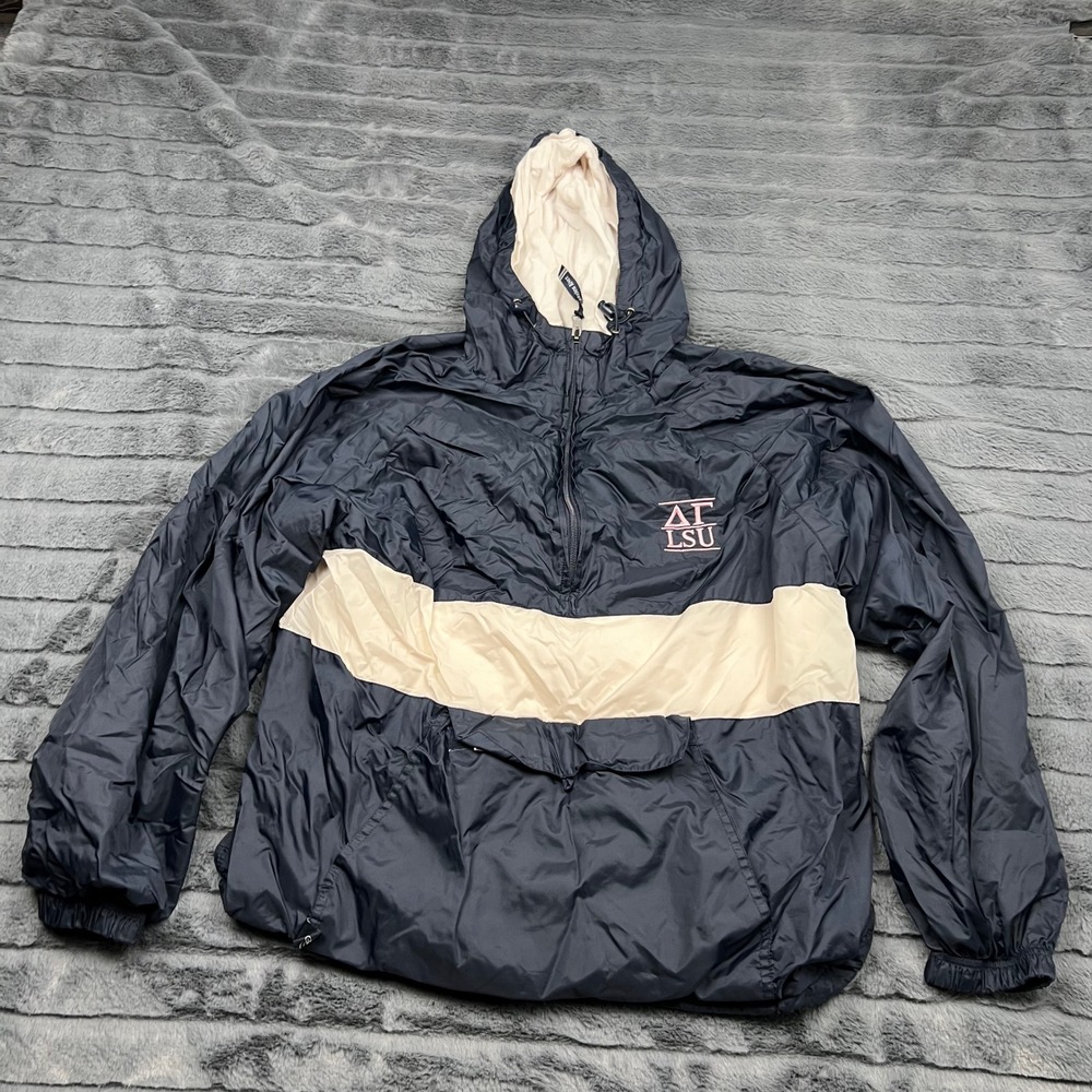 Charles River Delta Gamma LSU Windbreaker Navy Blue Anorak Jacket Small